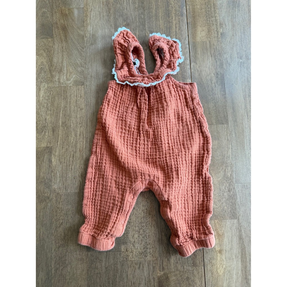Cat & Jack Baby Girl Terracotta Orange Gauze Ruffle Romper 0-3M